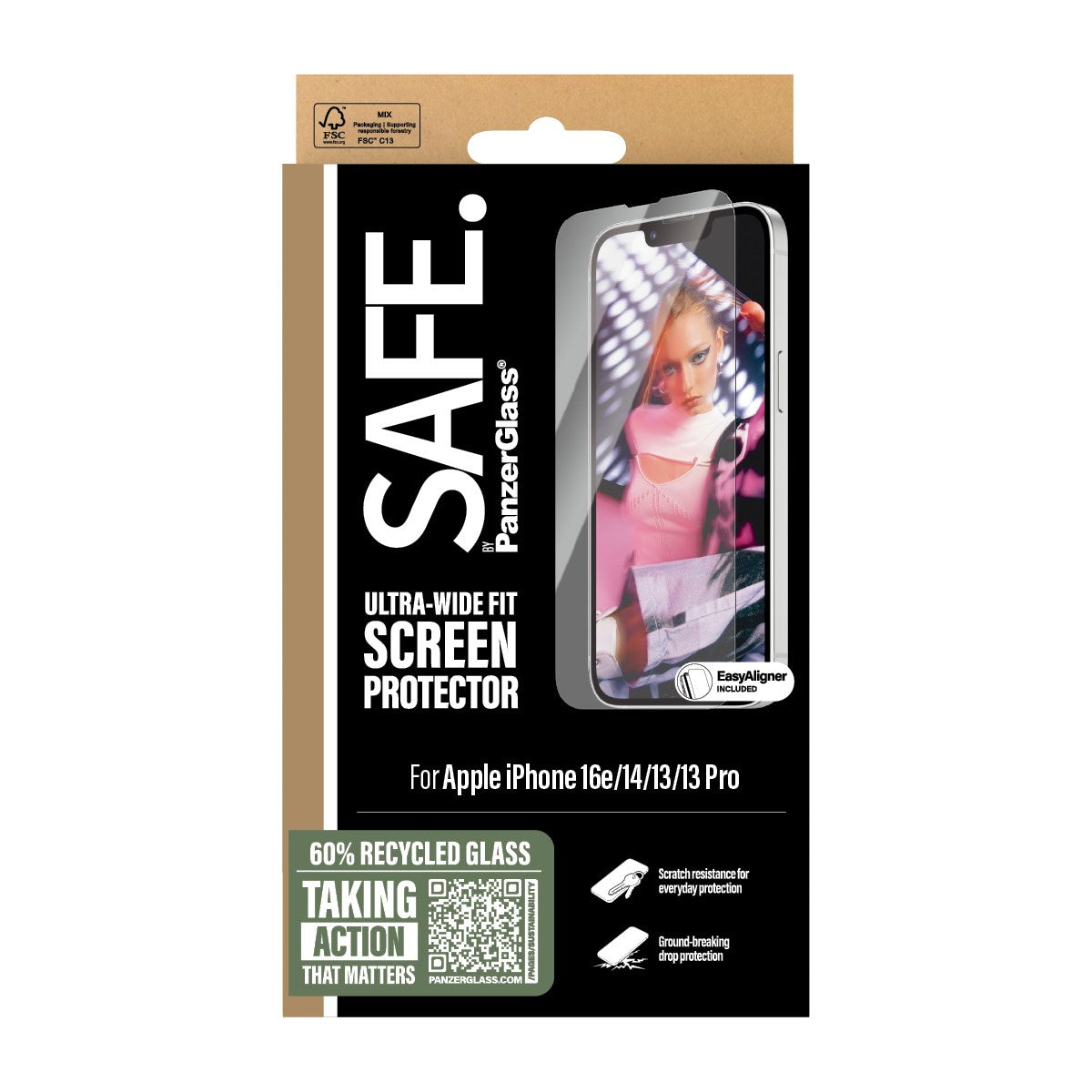 SAFE. by PanzerGlass® Screen Protector iPhone 16e | 14 | 13 | 13 Pro | Ultra-Wide Fit w. Aligner